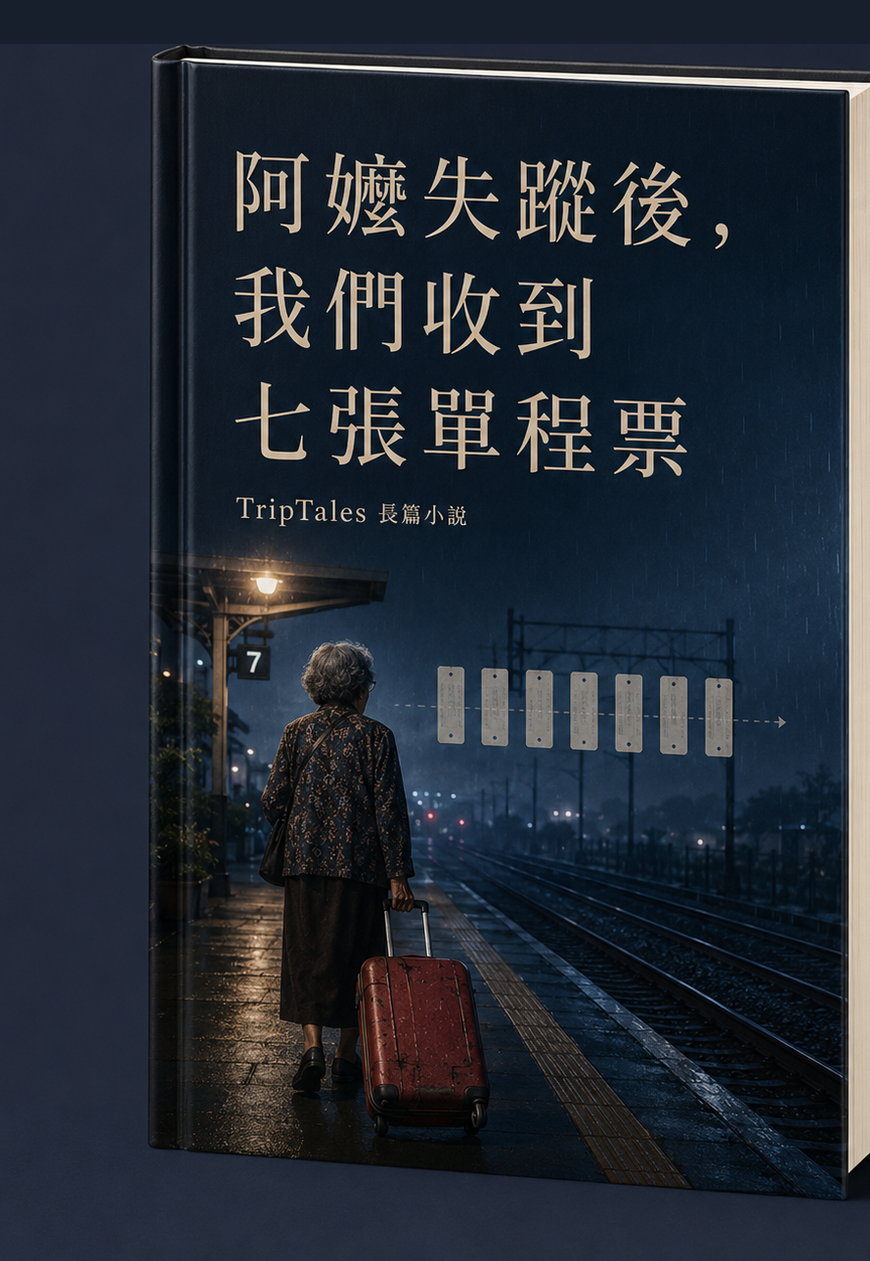 《阿嬤失蹤後，我們收到七張單程票》立體書封